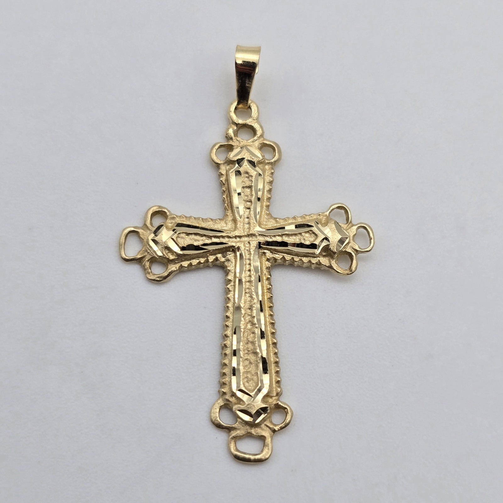 Vintage 14k Gold Diamond Cut, Religious Orthodox Cross Pendant