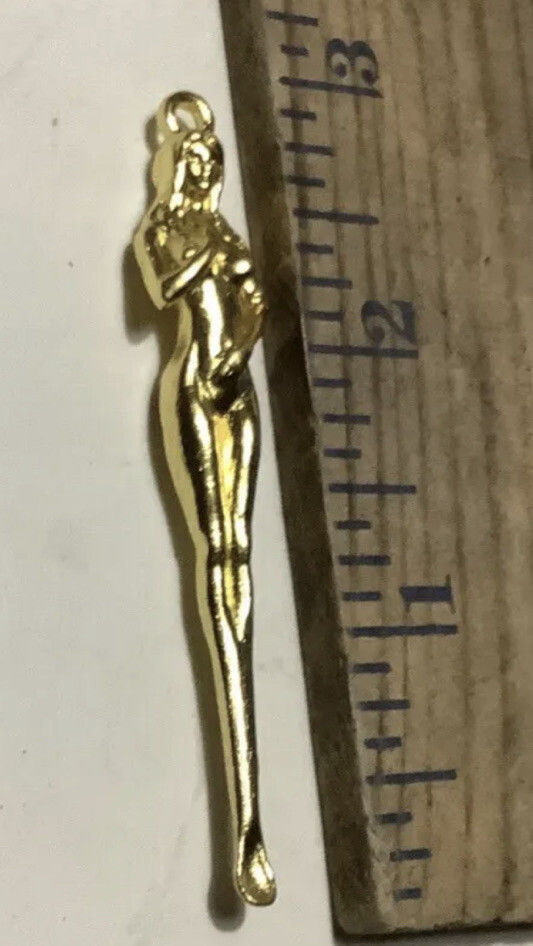 Vintage 1970’s Gold Metal Figural Nude Woman Head Snuff Spoon Unique 3” Tool