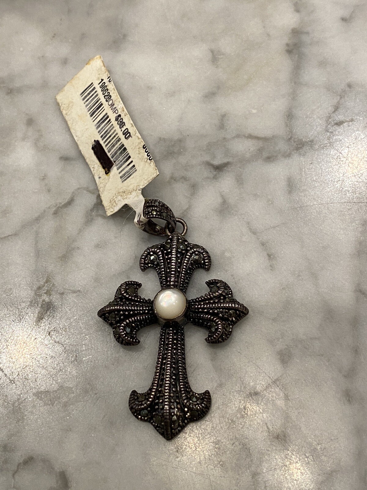 QVC Marcasite Oxidized Cross Pendant Sliver 925