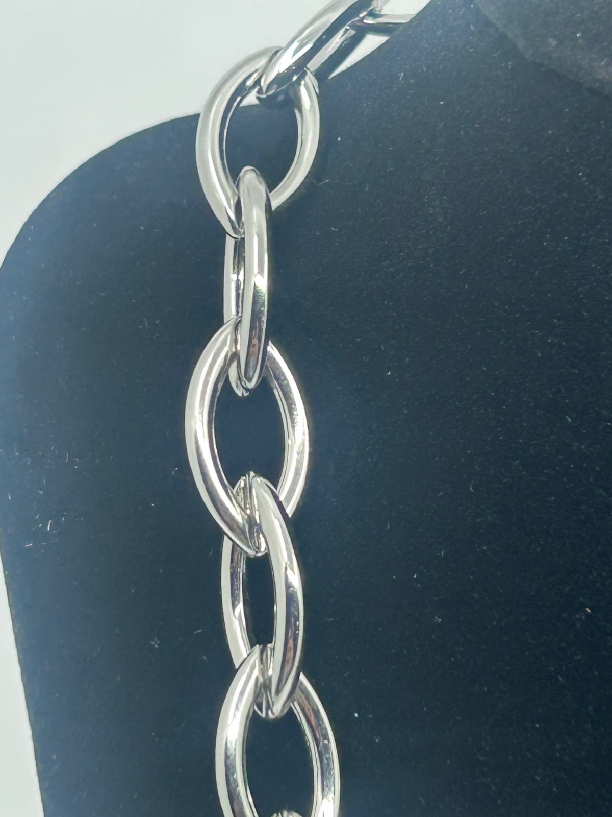 WHBM Bold Diamond Cut & Shiny Multi Oval Link Chain Necklace 925 Sterling Silver