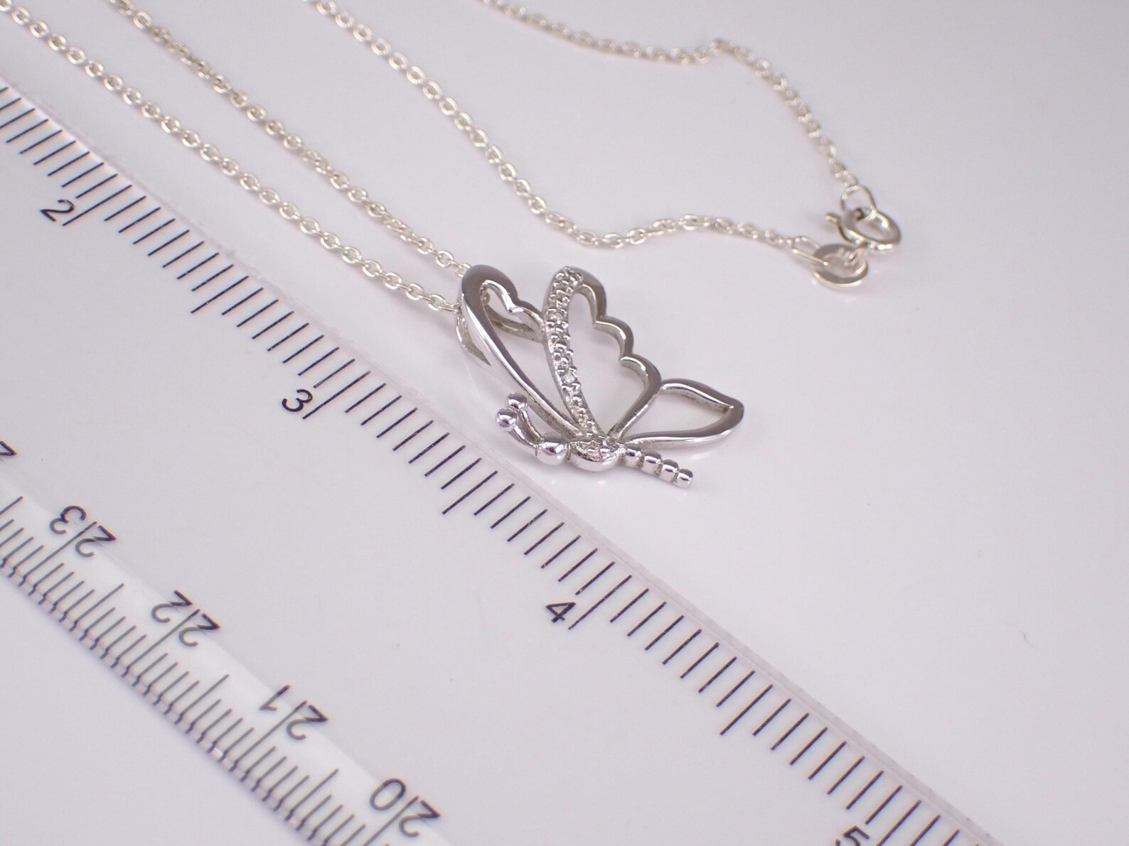 .70Ct Moissanite Hollow Butterfly Womens Pendant Necklace 14K White Gold Plated
