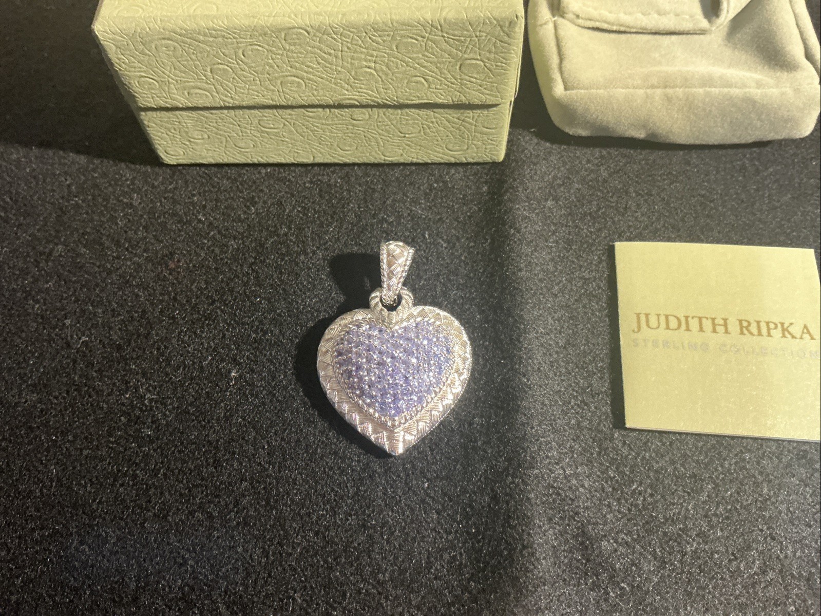 Judith Ripka Sterling Silver 2.4 Ct Tanzanite Heart Pendant Enhancer QVC NEW