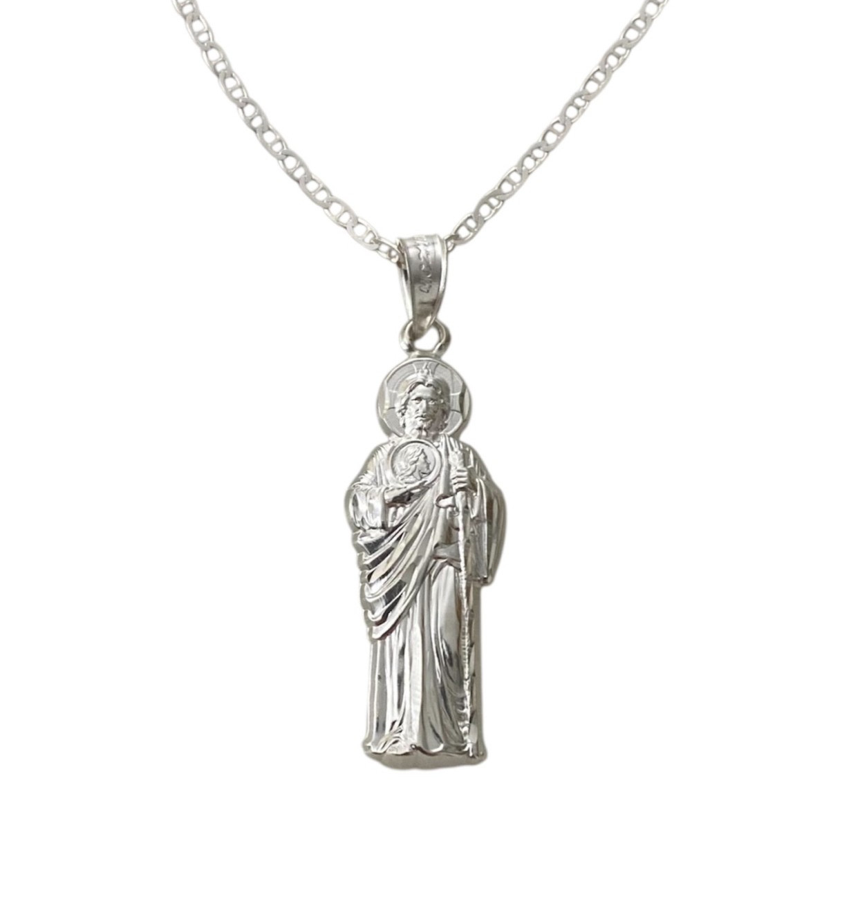 925 SILVER SAINT JUDE NECKLACE 20” LONG/PLATA CADENA DE SAN JUDAS 20″ LARGO- SN6