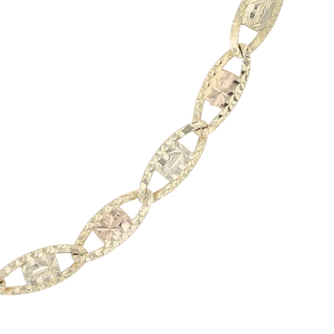 2mm Anchor Link Chain 24.25″ Necklace 10k Multi-Tone Gold 3.34 Grams