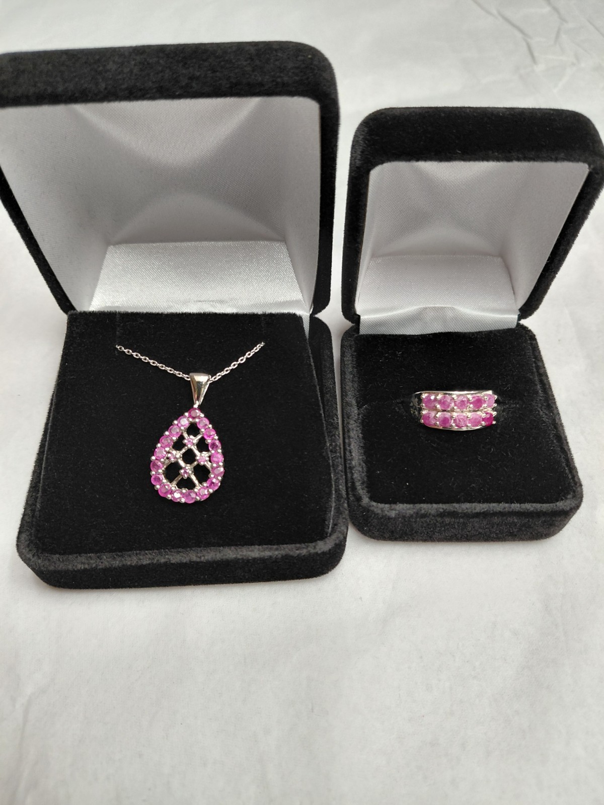 Ruby ring size 6.5 & pendant w necklace in Sterling Silver H-94232