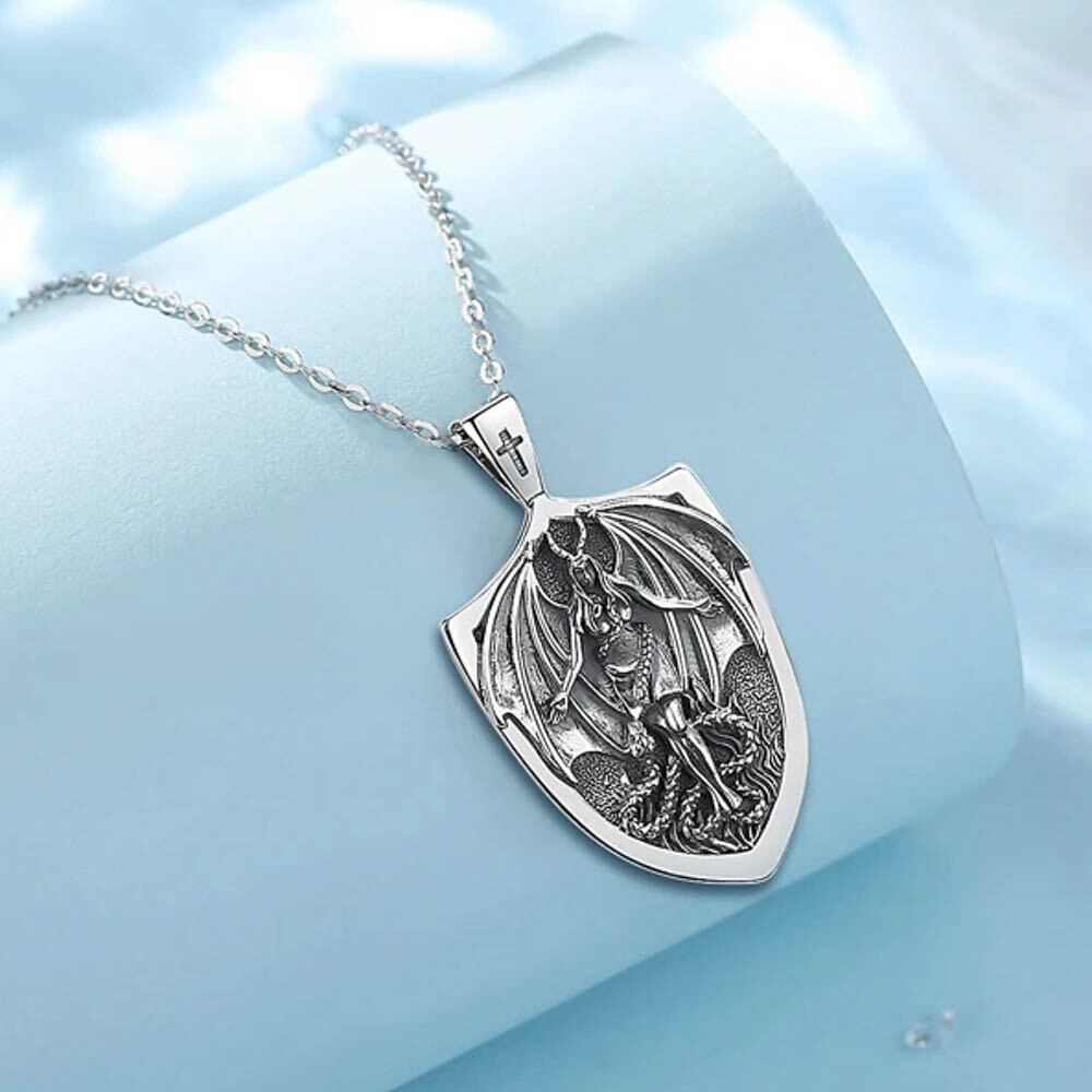 MLD 925 Sterling Silver Lilith Shield Pendant Necklace – Gothic Jewelry