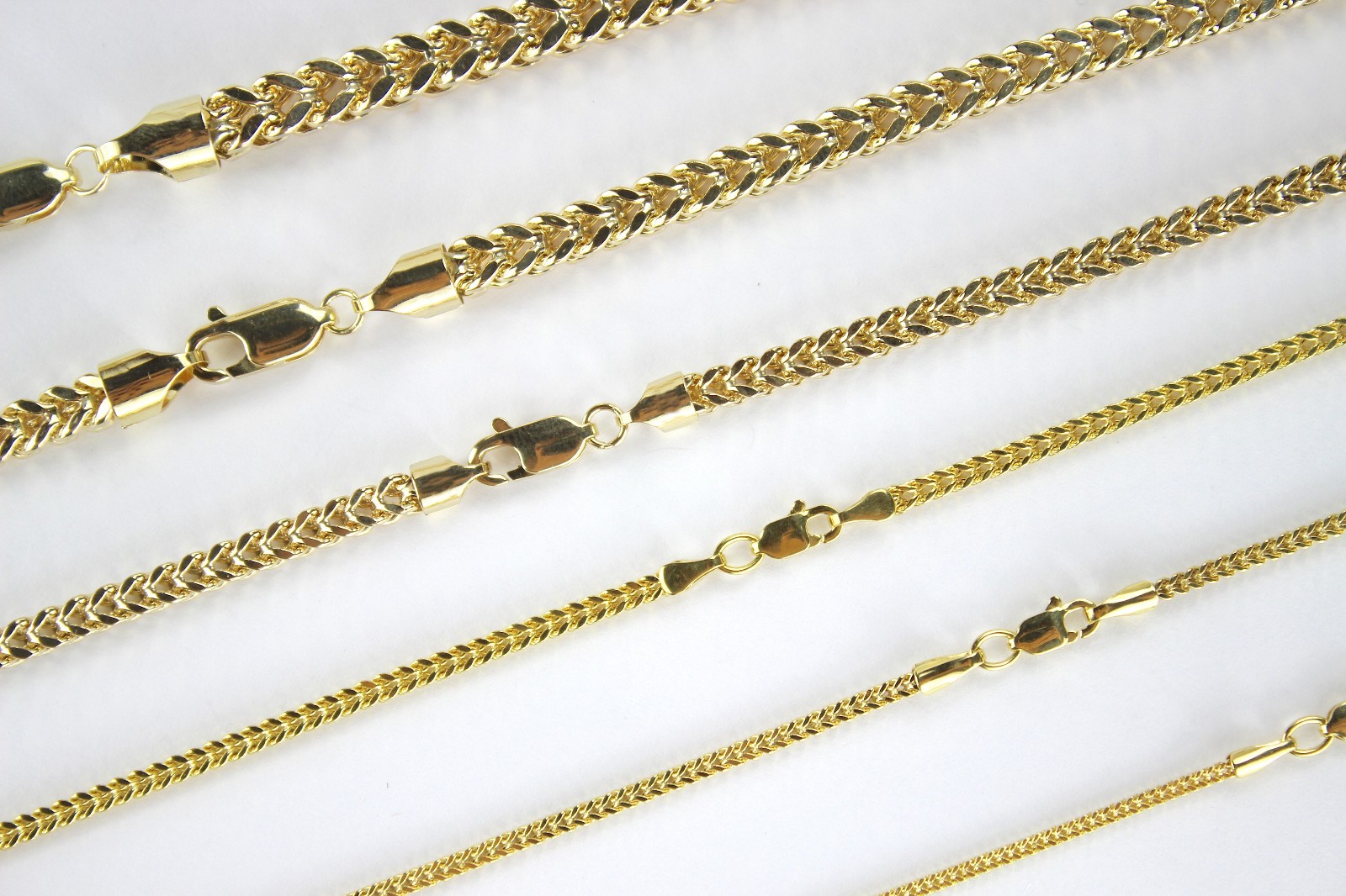 10K Hollow Yellow Gold Franco Box Link Chain Necklace Men Women 1.5mm~5mm 16-40″