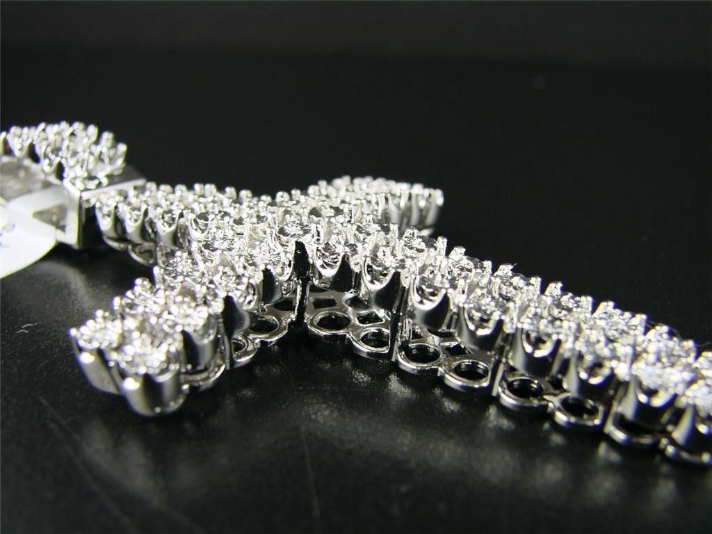 Men’s Rosary Chain and Cross in Natural Diamonds 3.50 CT 34 Inches
