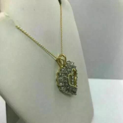 3Ct Round Diamond Lab Created Women’s Pendant 14K Yellow Gold Finish Free Chain