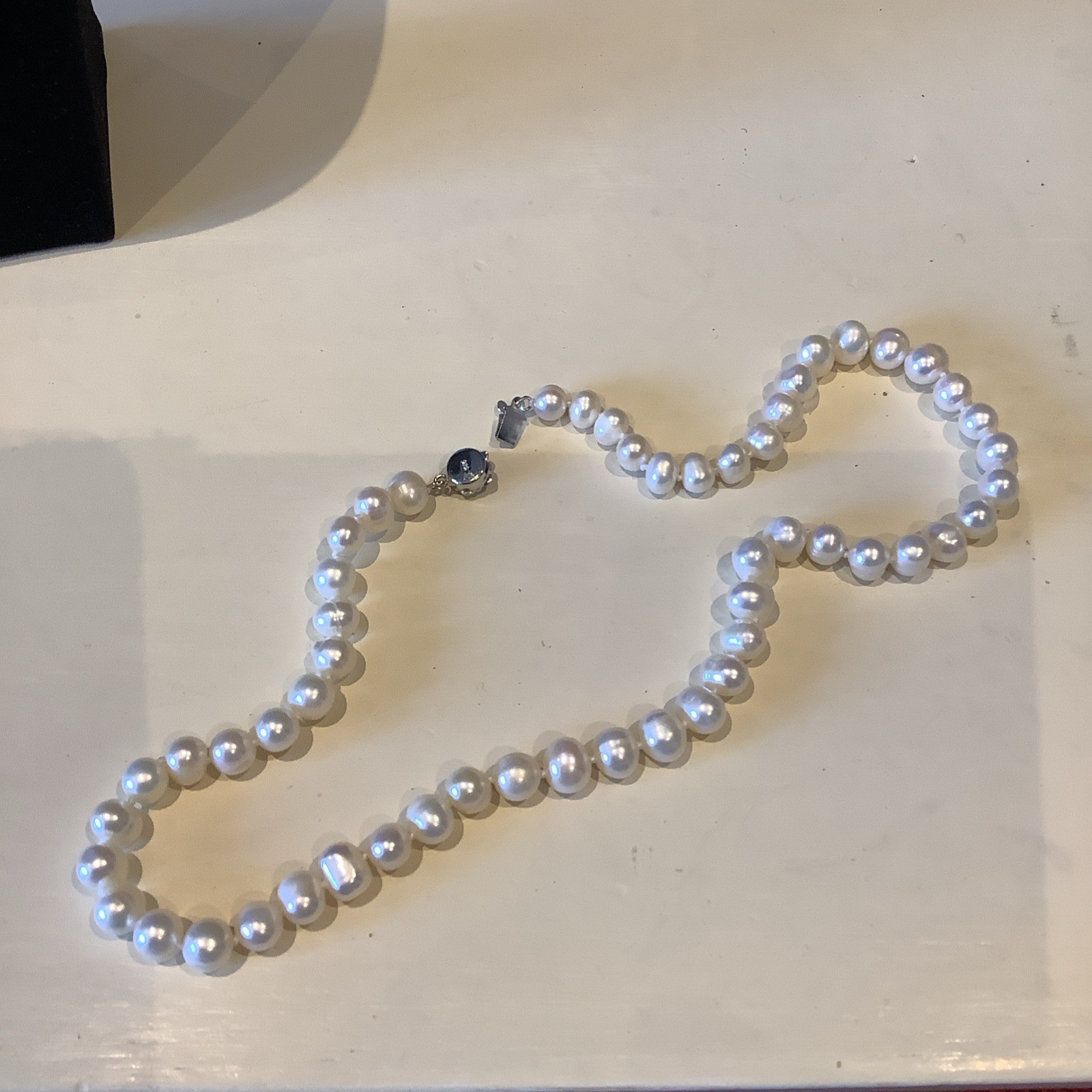 6mm Pearl Necklace Real Baroque Cultured Freshwater Pearls 925 Silver Rose Clasp