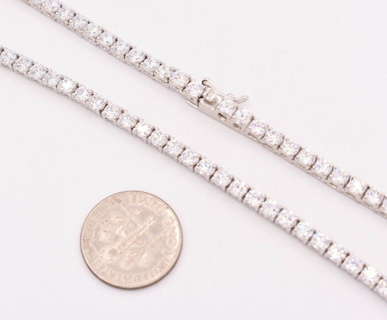 3mm Round Cut CZ Tennis Chain Necklace Real Solid Sterling Silver Anti Tarnish