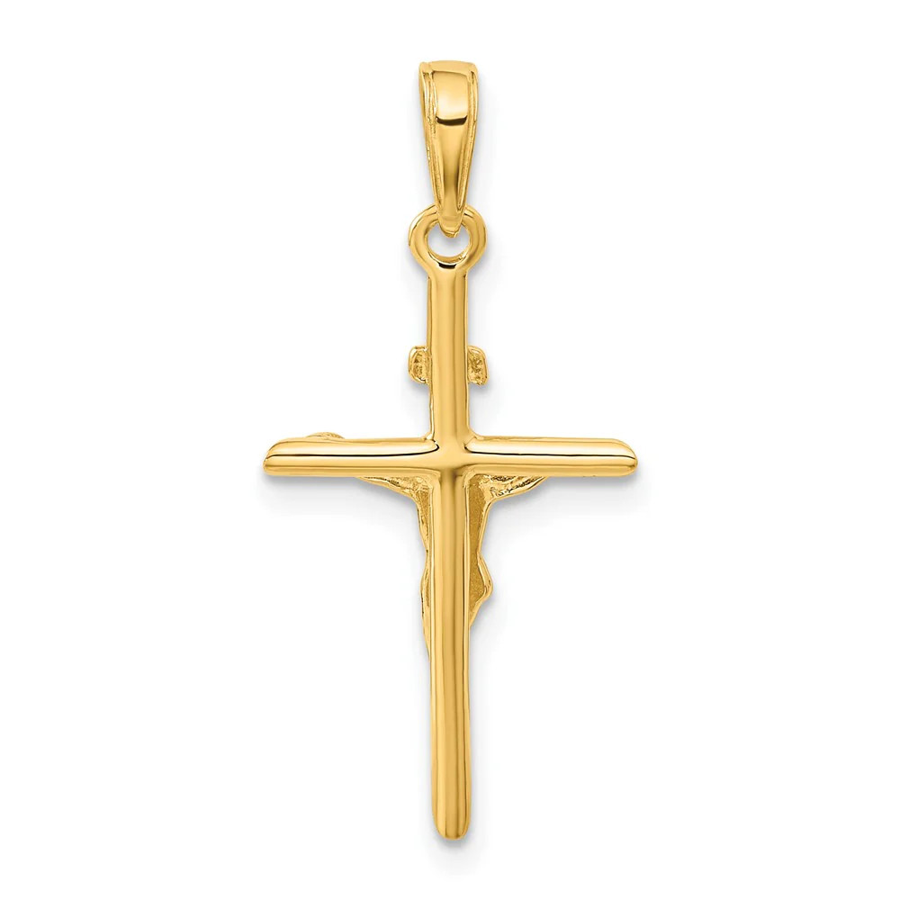 10K / 14K Yellow Gold Stick Style Crucifix Pendant