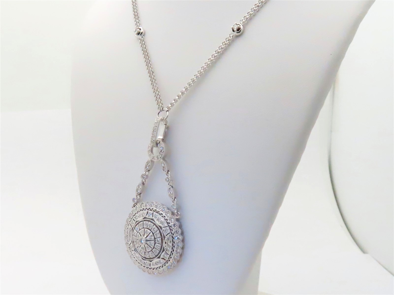 18k White Gold Diamond Necklace Bride Gift Wife Enhancer Diamonds Chain 16″ N254