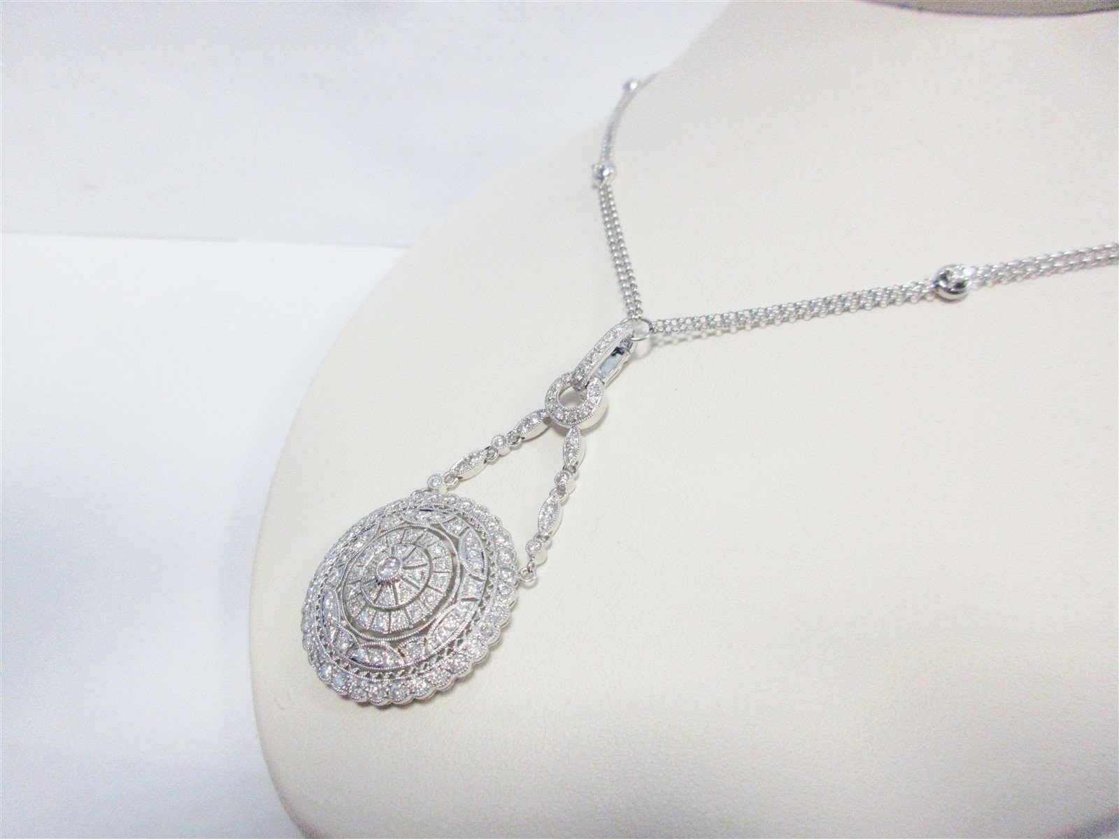 18k White Gold Diamond Necklace Bride Gift Wife Enhancer Diamonds Chain 16″ N254