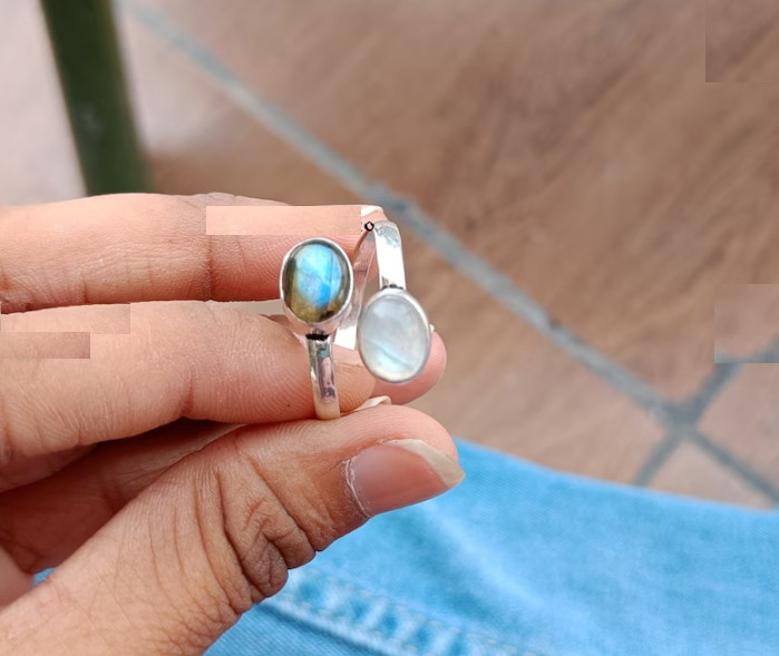 925 Sterling Silver Labradorite And Moonstone Ring For Women And Adults