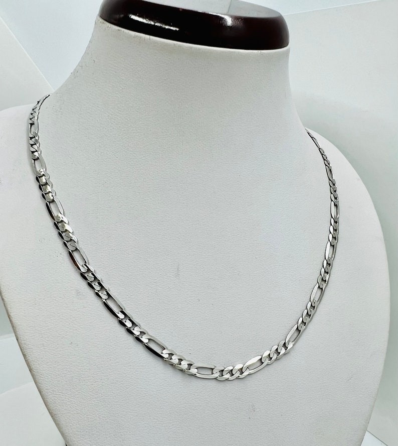 925 Solid Sterling Silver Beautiful Figaro Chain Necklace For Women And Men