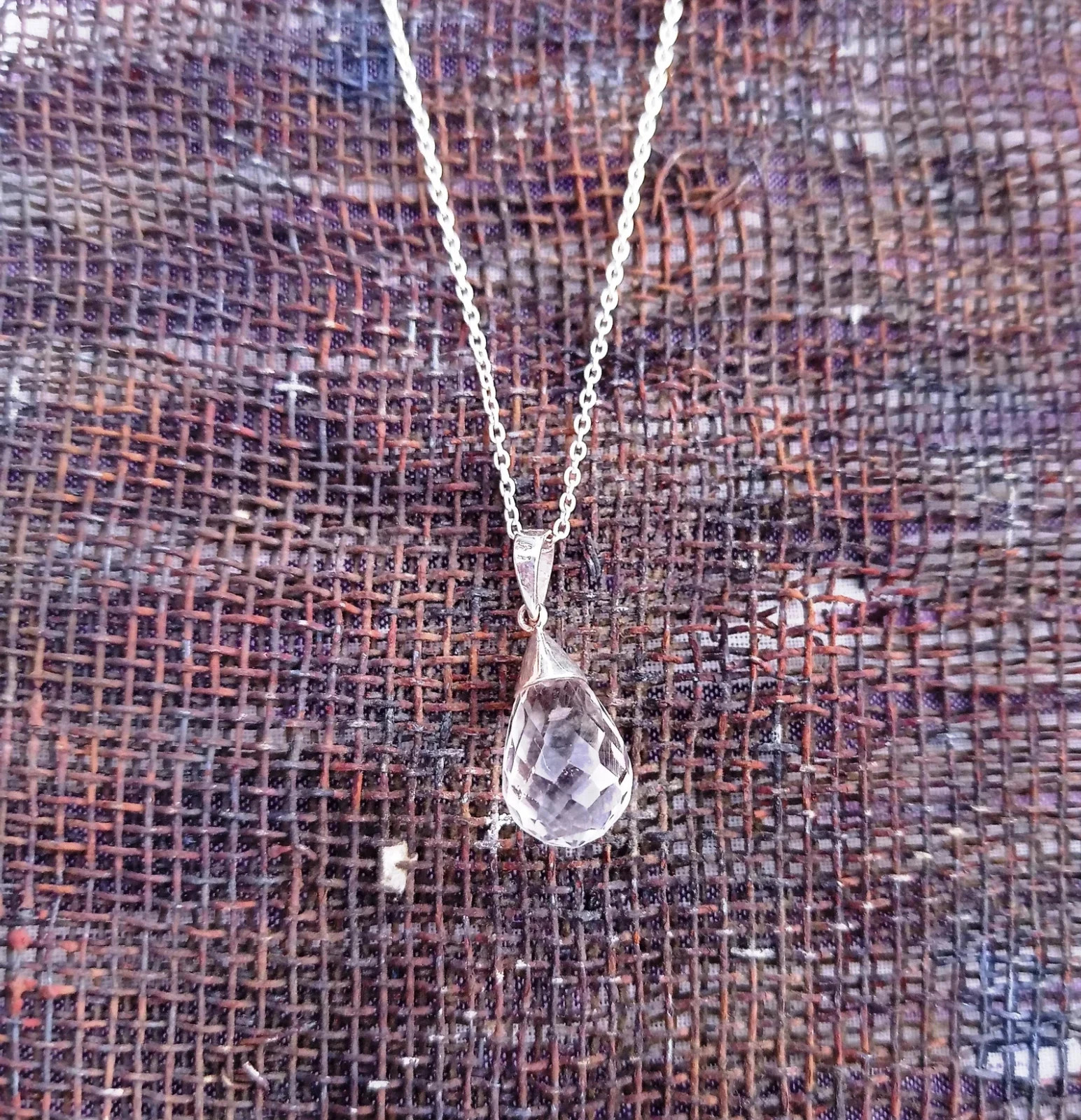 20Ct Drop White Topaz Pendant Sterling Silver Gemstone Jewelry With Sliver Chain