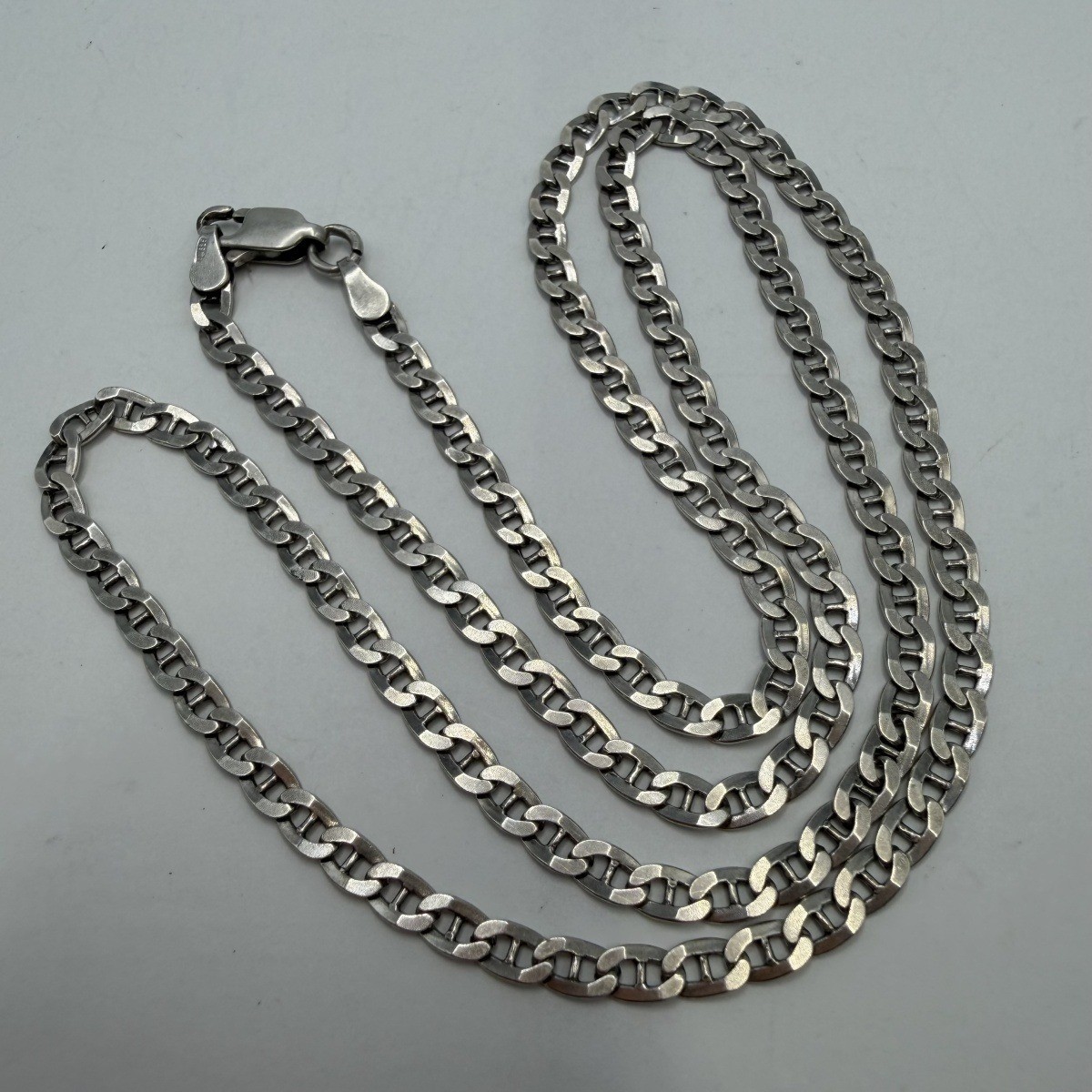 Vintage 925 Sterling Silver Mariner Anchor Link Chain Necklace 52cm 7g Unisex