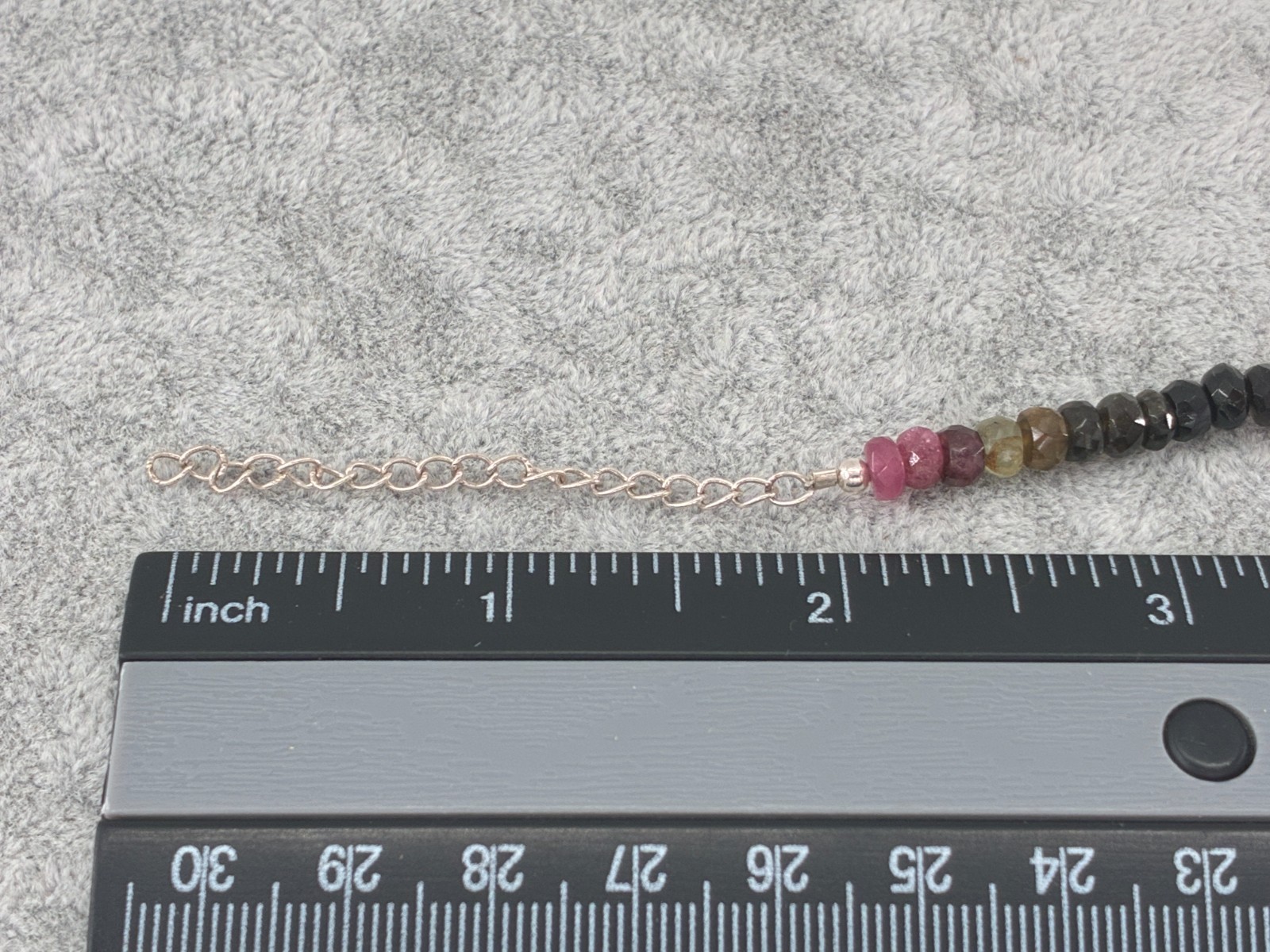Multi Tourmaline Bead Necklace Sterling Silver 925 Signed KJC India 18in 5mm Box