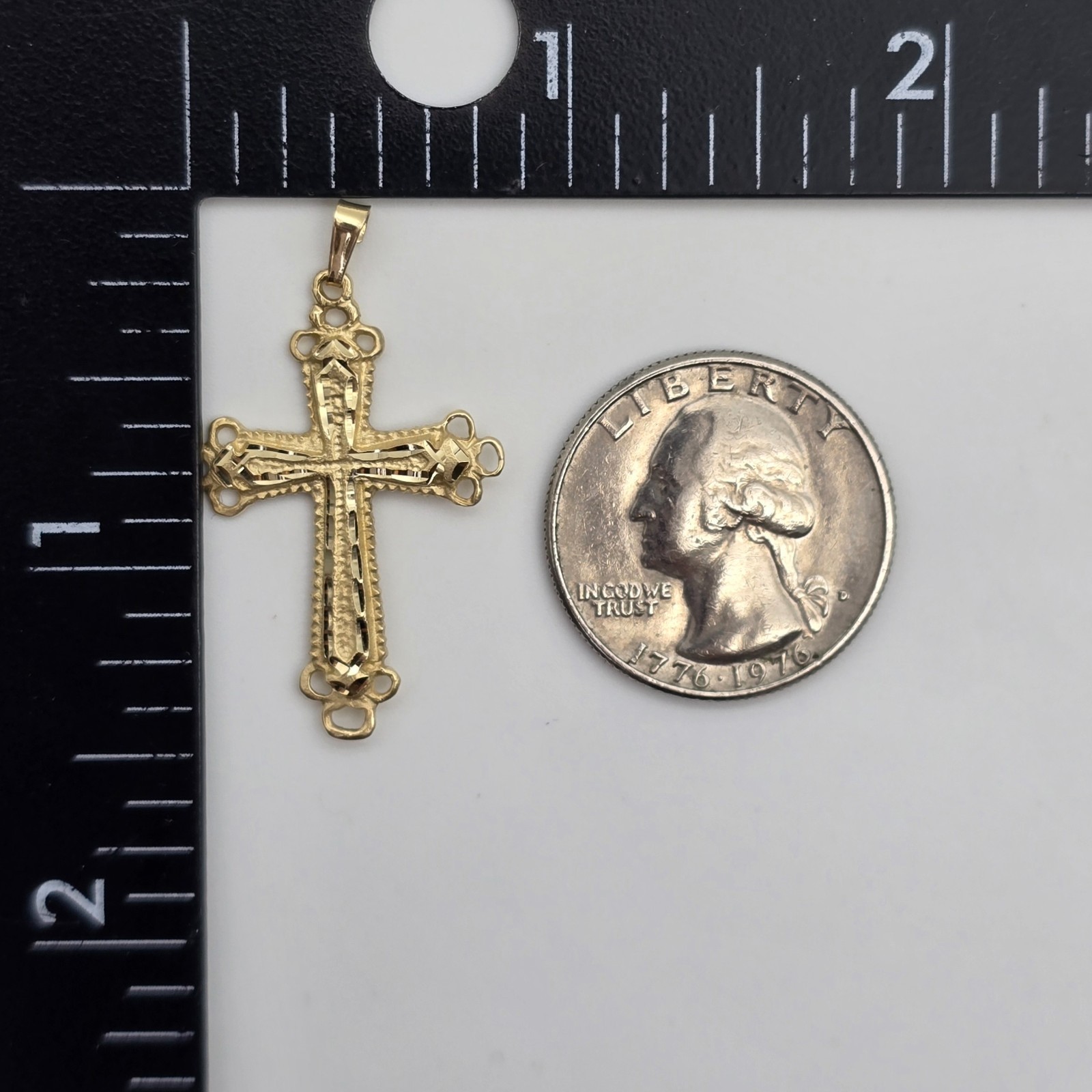 Vintage 14k Gold Diamond Cut, Religious Orthodox Cross Pendant