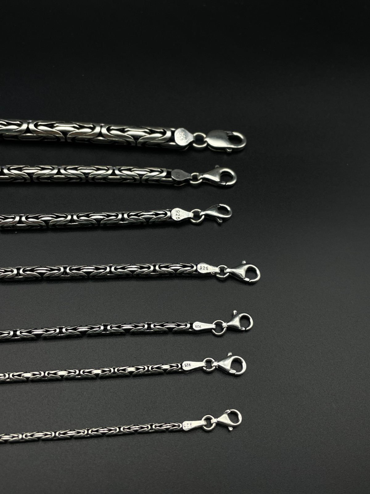 925 Sterling Silver King Byzantine Solid Oxidized Round Chain Necklace, Gift Men
