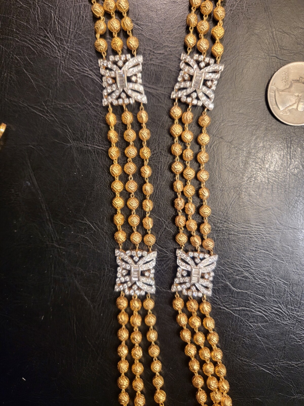 18K Gold Multi-strand Diamond Necklace/Diamonds 3.84 Carats/Weight 96.4 grams