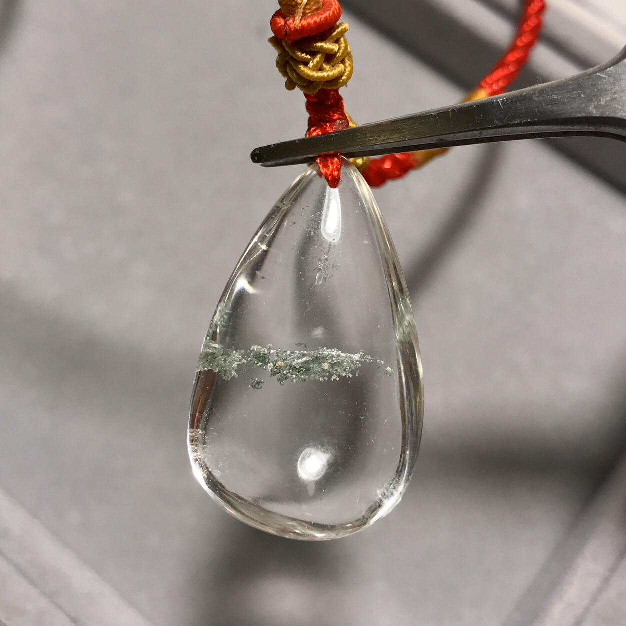 US SELLER Natural Green Phantom Quartz Pendant Teardrop Crystal GEM Necklace