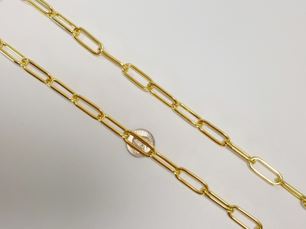 14K Yellow Gold Bold Paperclip Chain Link Layer Necklace 10mm 30inch