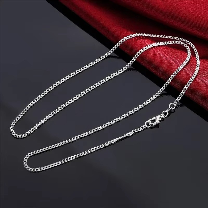Genuine 925 Sterling Silver Curb Chain Necklace Lobster Clasp 16″-30″ Gifts UK