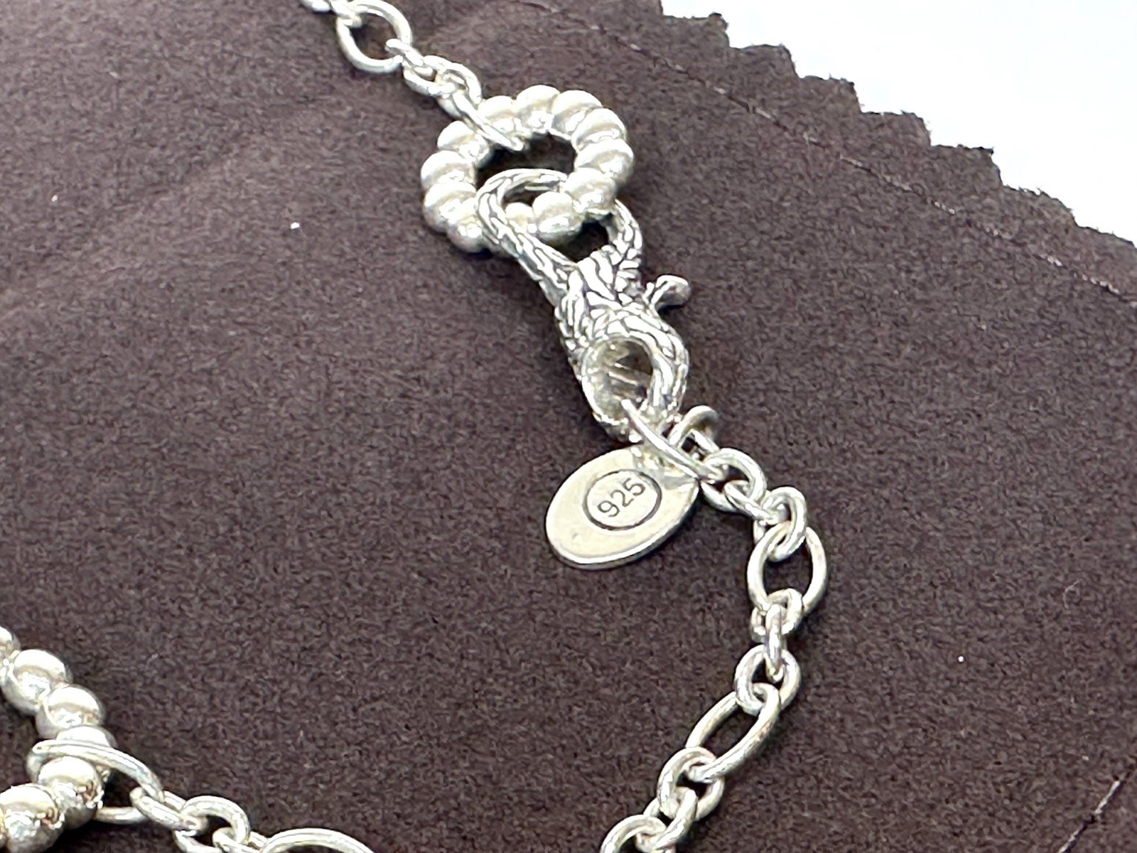 John Hardy 925 Sterling Silver 18″ Beaded Circle Station Necklace, Pouch & More!