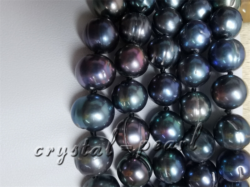 36″ 30 ” 22″ 18″ natural 9-10 mm AAA+ Tahitian black PEARL NECKLACE 14K GOLD