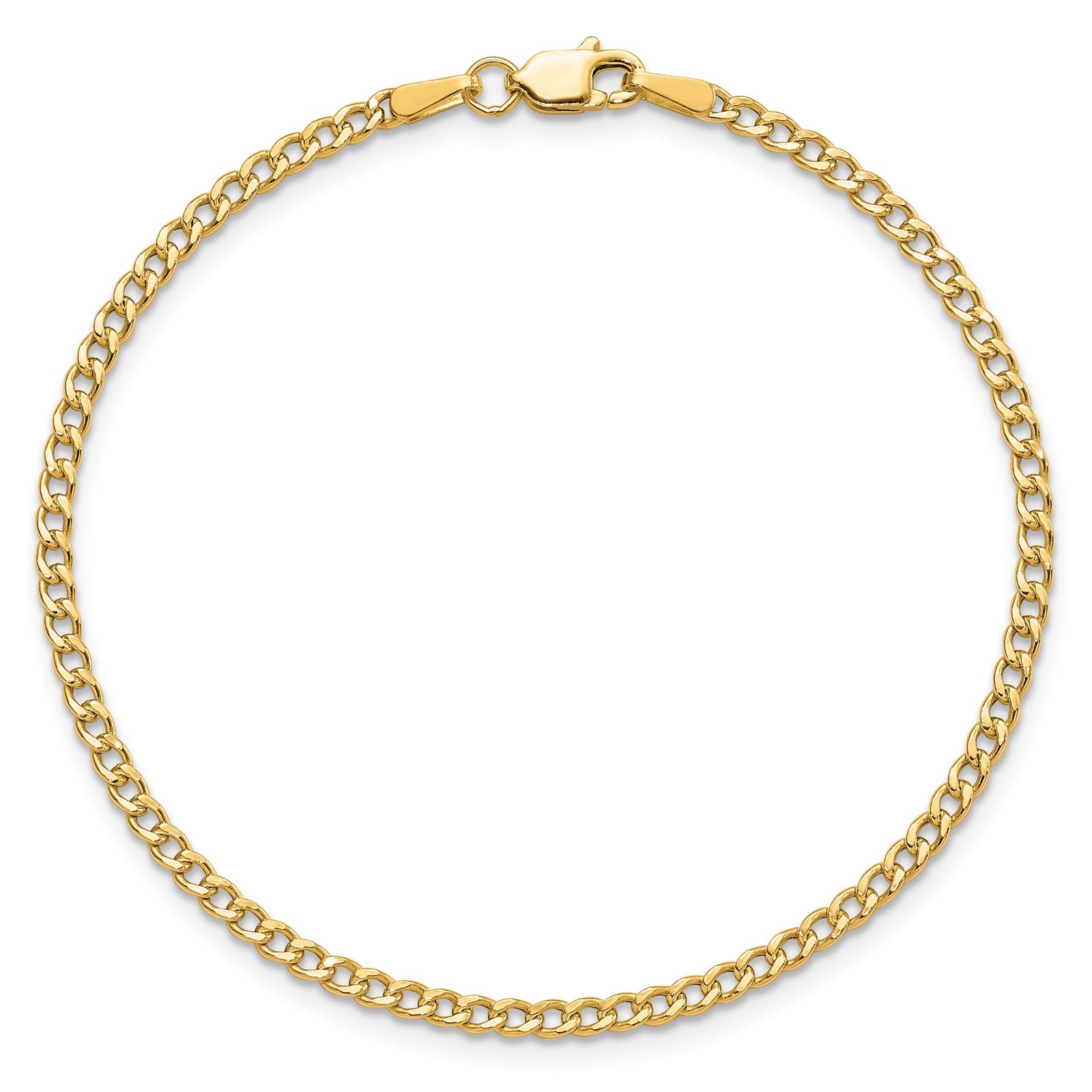 10K Yellow Gold 2.5-7mm Curb Chain Necklace 7-26 Inch Mens Womens