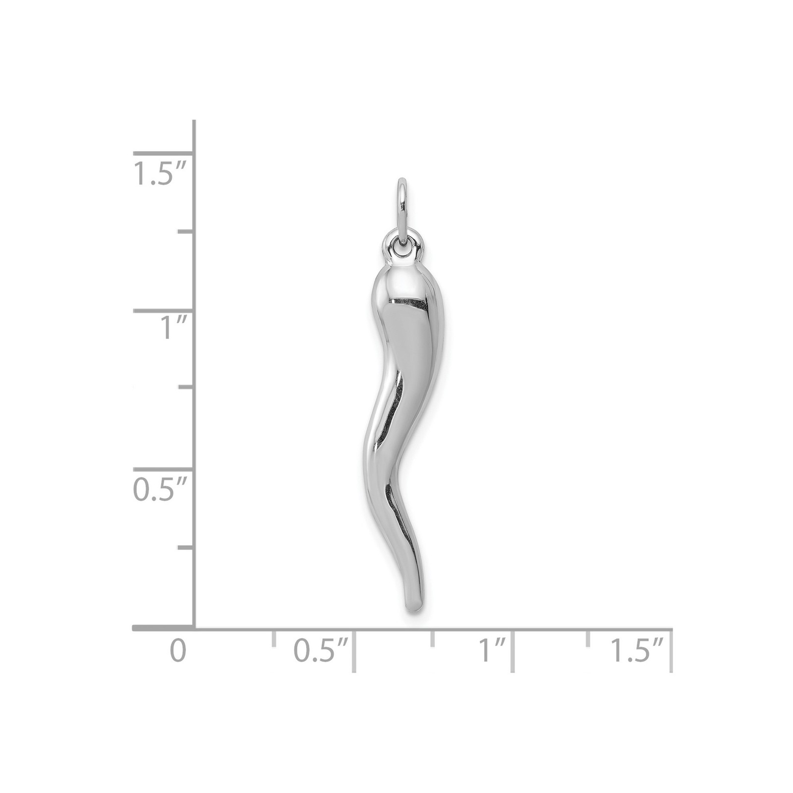 10k White Gold Cornicello Pendant Italian Horn Amulet Charm for Necklace Luck
