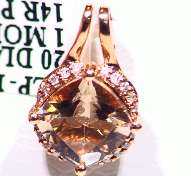 1.25CT 14K Gold Natural Morganite Cut Halo Diamond Vintage Engagement Necklace