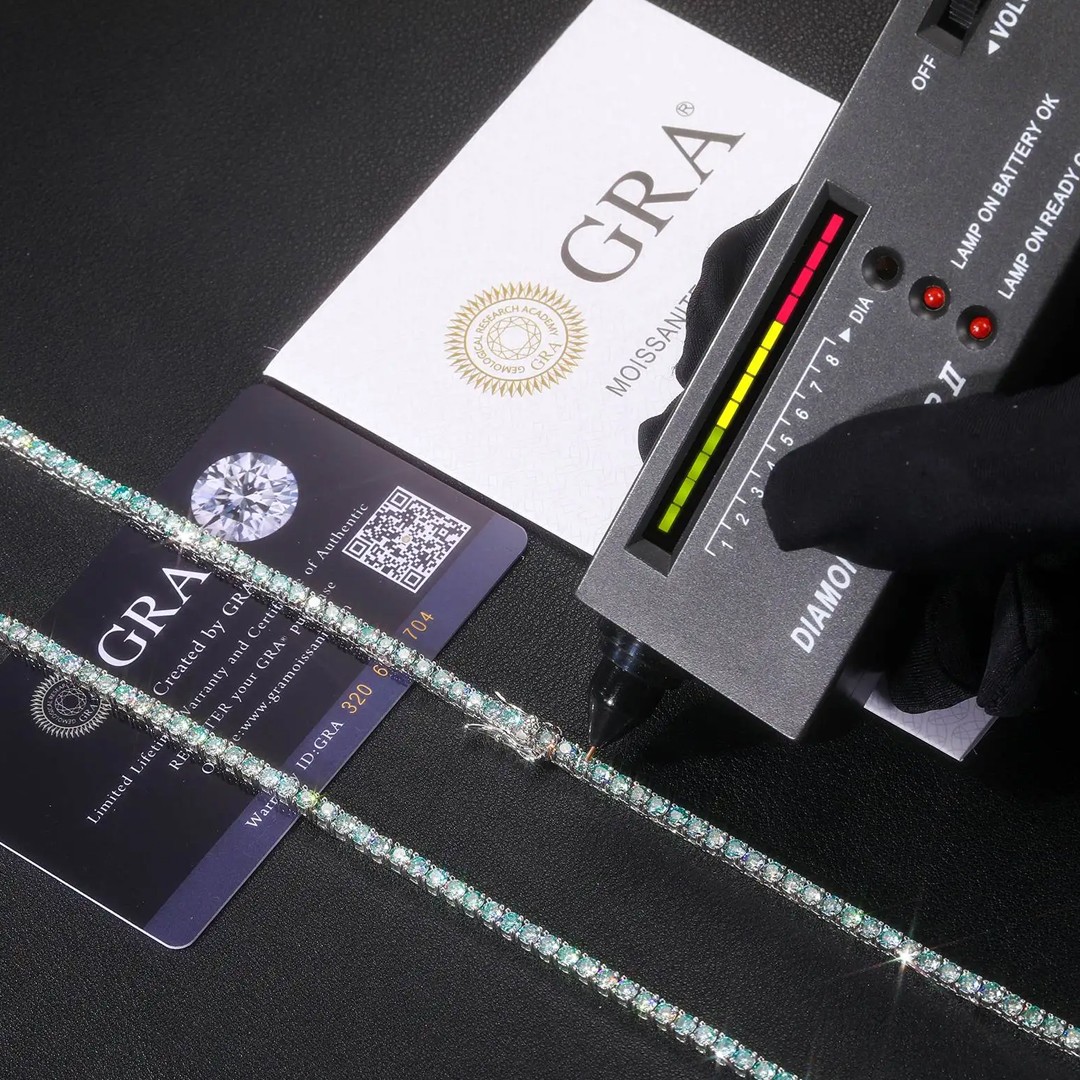 Colorful Real Moissanite Tennis Chain Necklace S925 Silver Bracelet Passes Test