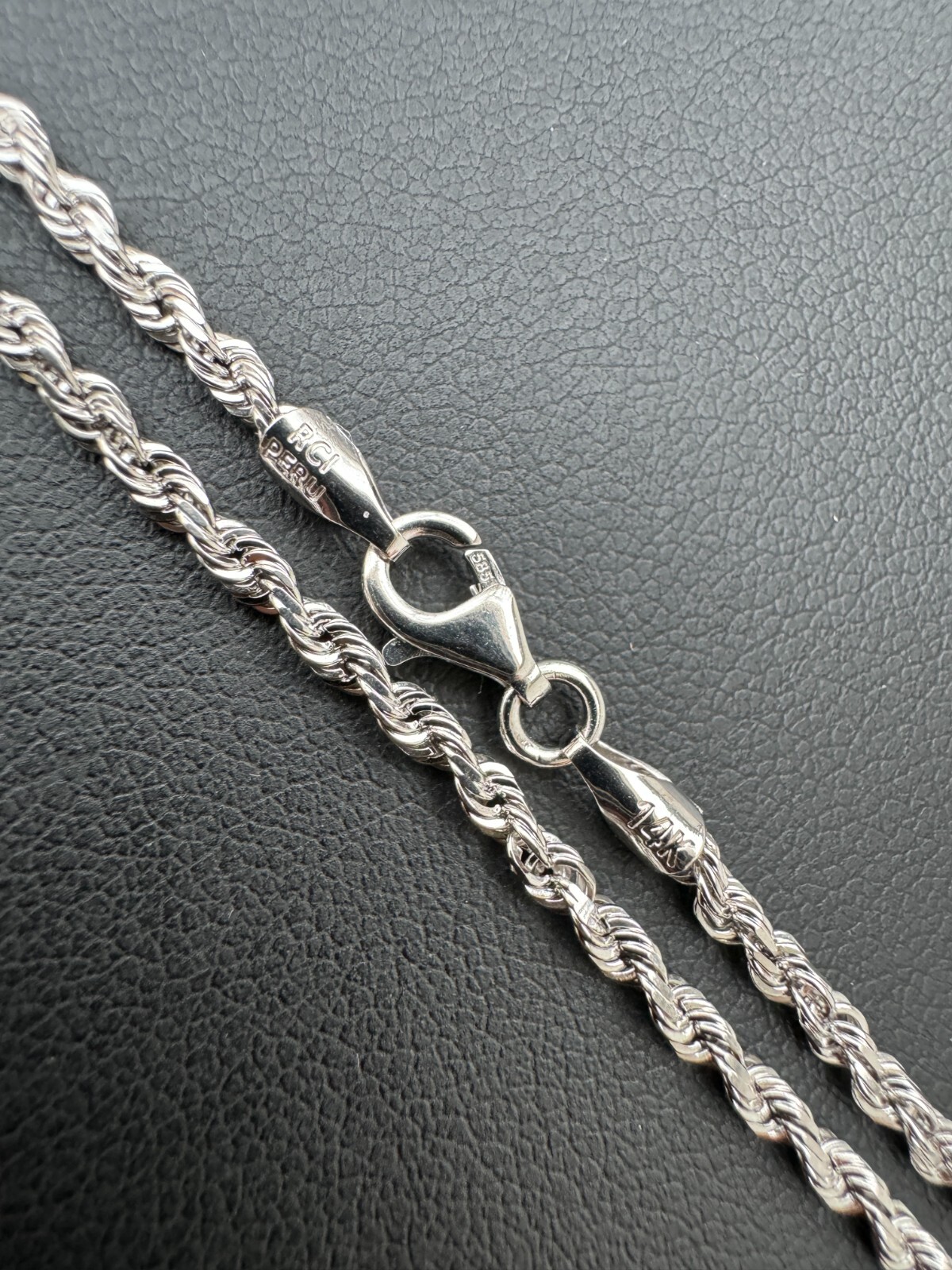 Solid 14k White Gold Men’s Women’s Real Rope Chain Necklace 1.5mm-4mm