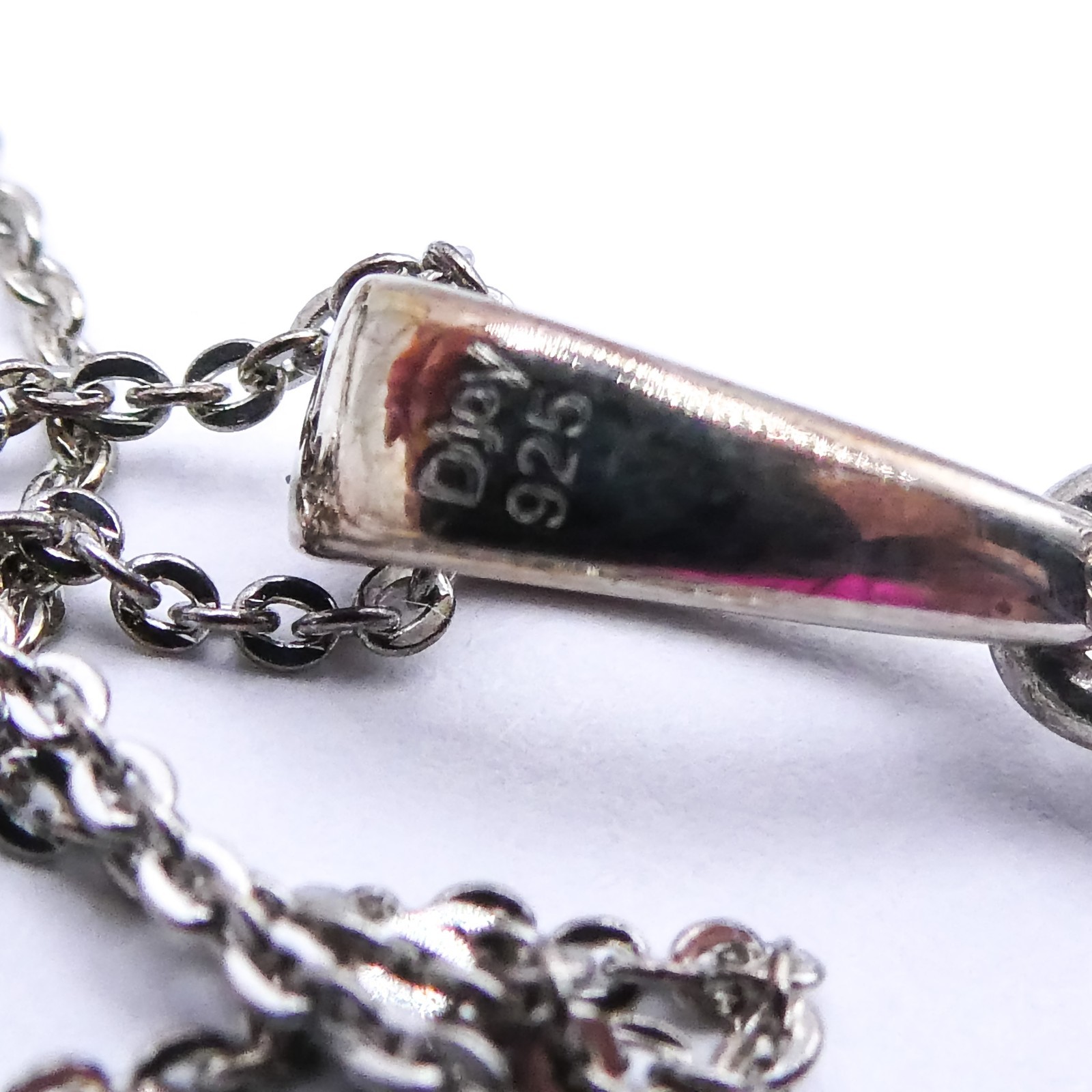 Djoy Rubelite Cluster Platinum Sterling Silver 20″ Pendant Chain Necklace