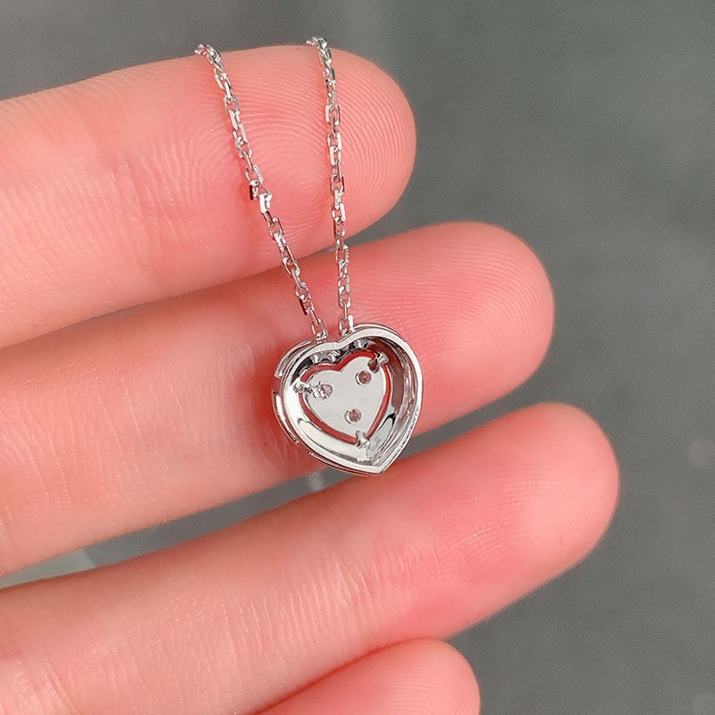 Heart Diamond Pendant Necklace White Gold Openwork Romantic Women’s Jewelry