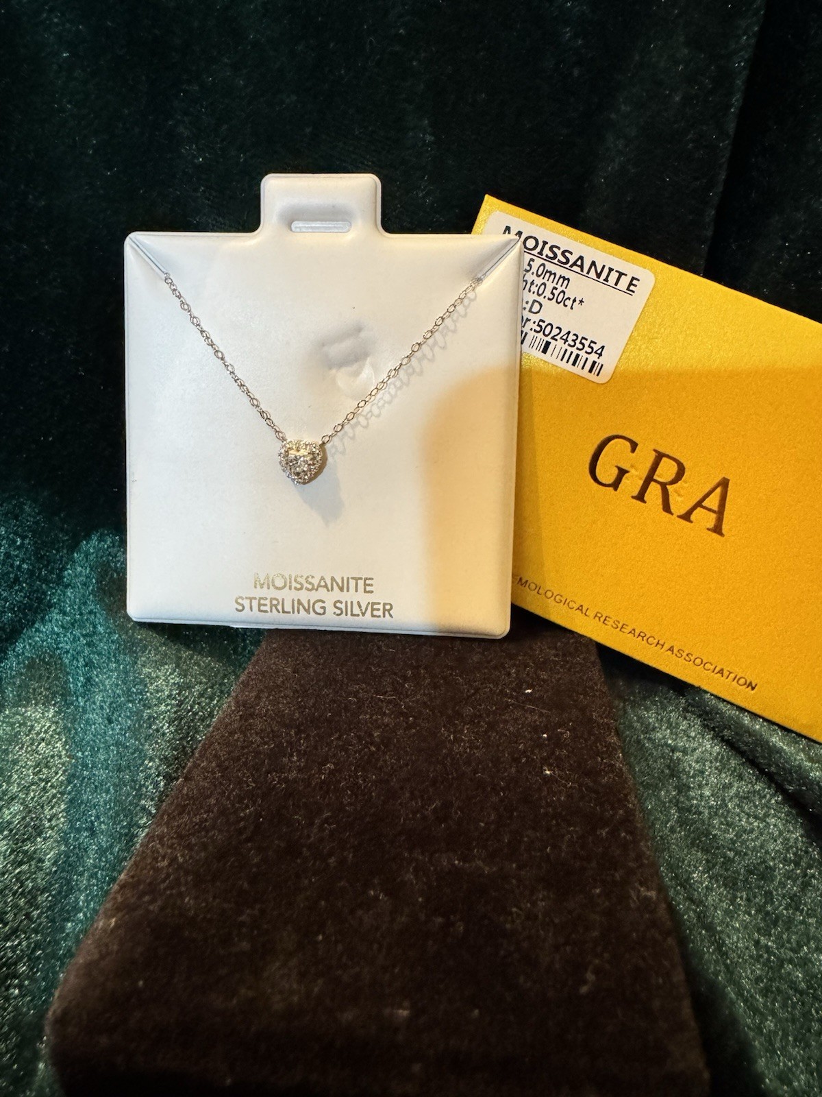 Moissanite Heart Pendant Necklace White/Colorless 925 Silver Cable Chain GRA