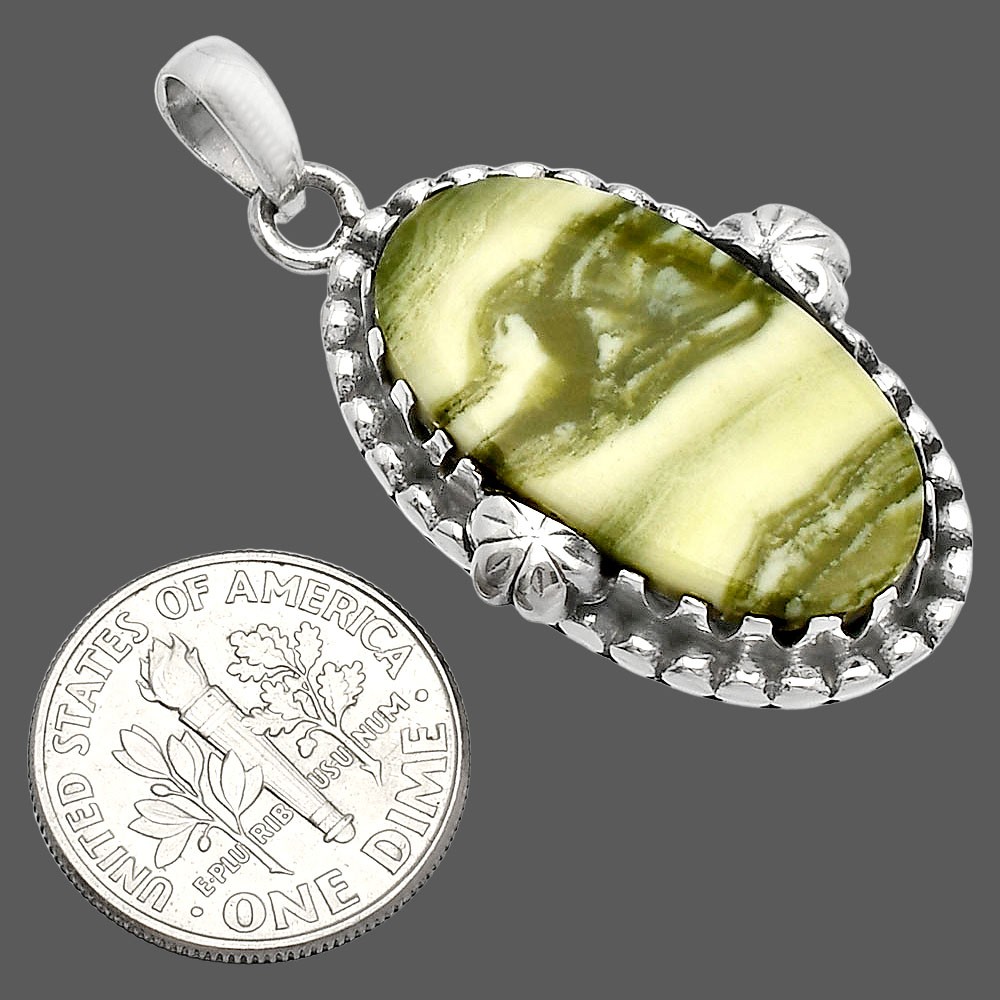 Natural Serpentine 925 Sterling Silver Pendant Jewelry P-1730