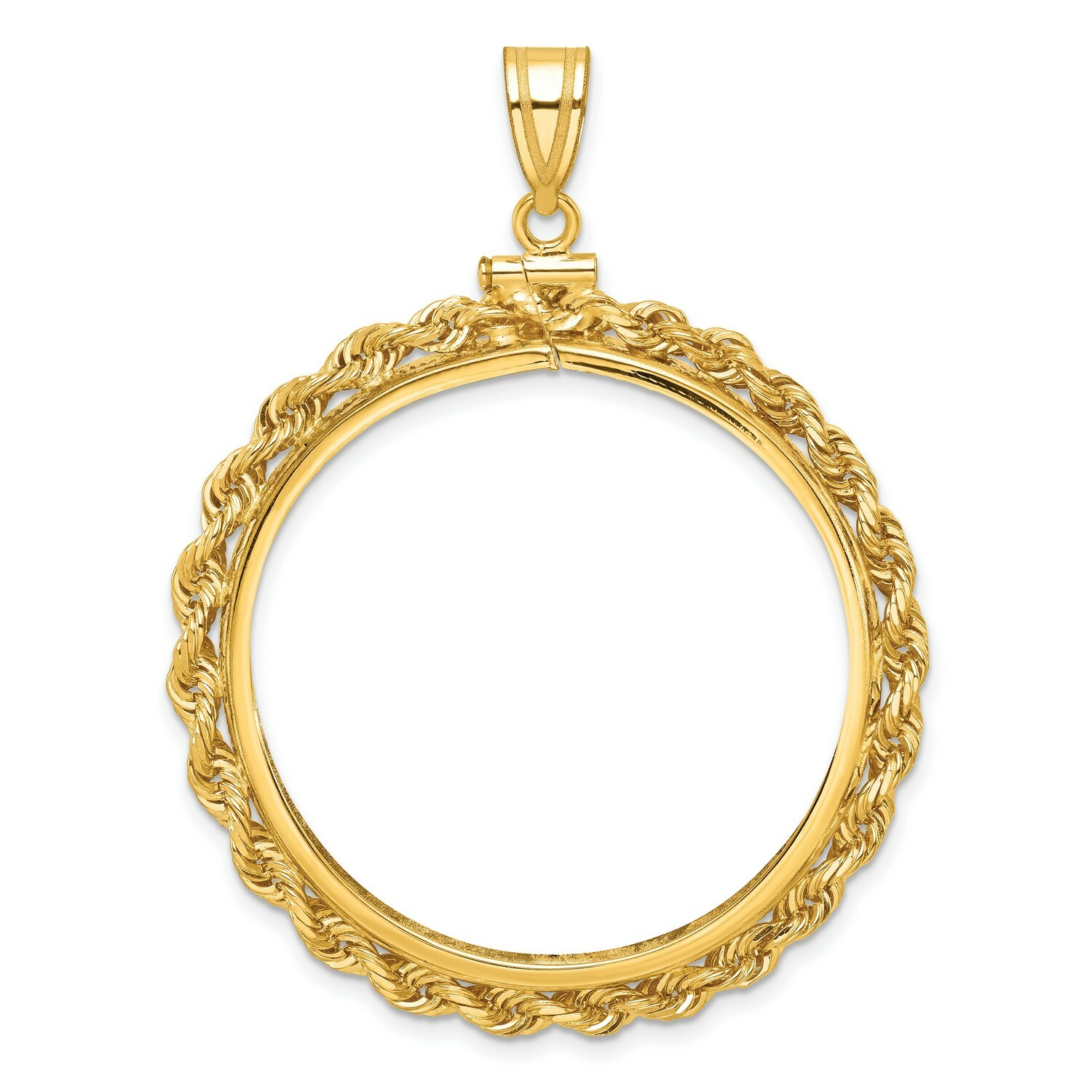 1921-1947 Mexico Centenario 50 Pesos Screw Top Small Knot Coin Bezel in 14k Gold