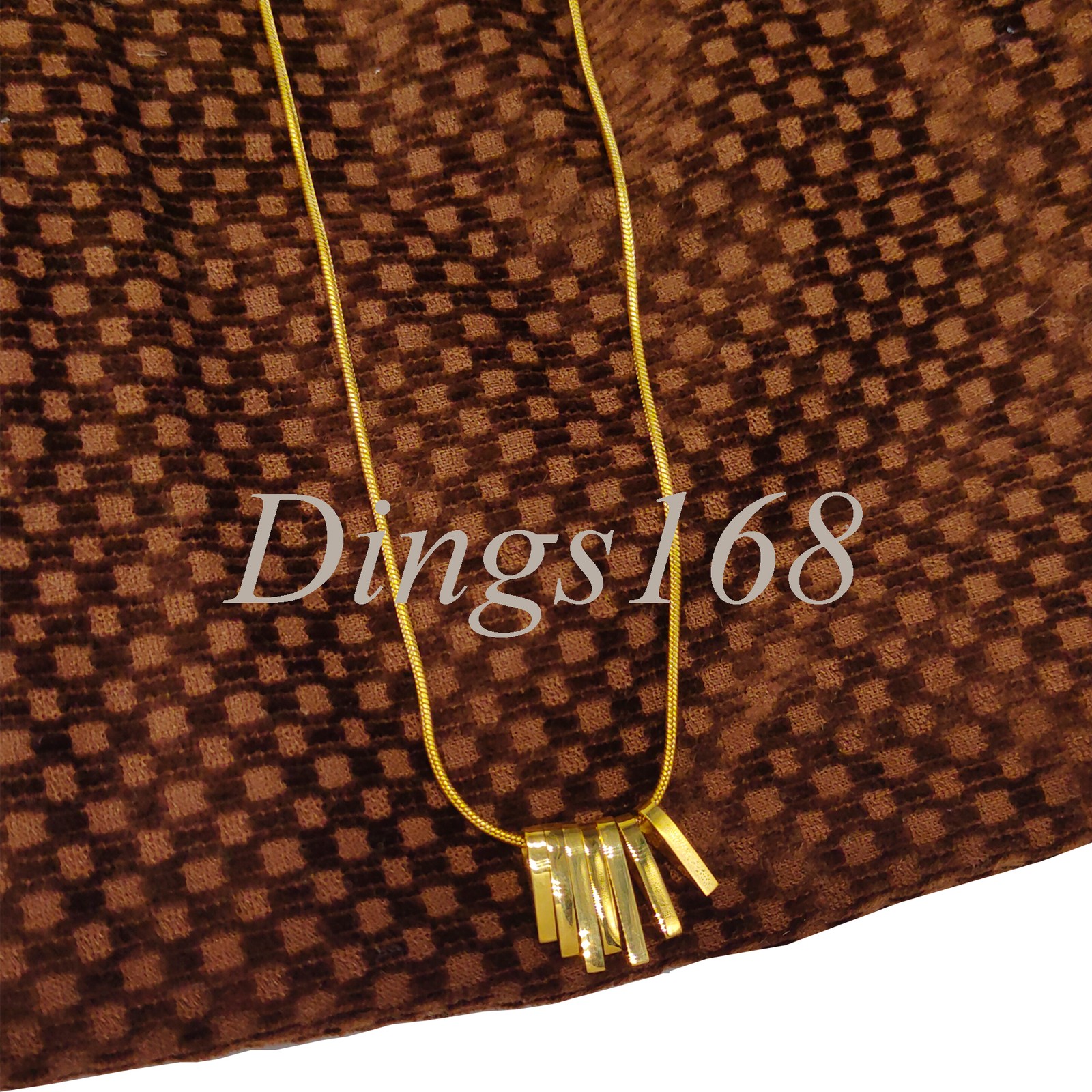18K Yellow Gold Filled 0.5×0.6inch 7-Square Bar Pendant 16″+2″ 1mm Thin Necklace