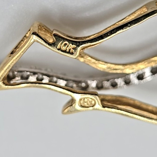 Vtg Heng Ngai 10k Yellow Gold Diamond Angel Pendant 1.54g Two-Tone Signed HN
