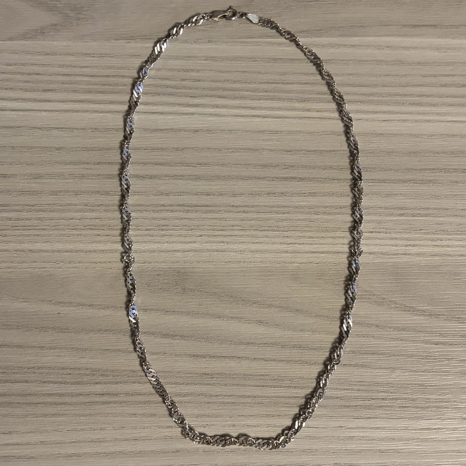 925 Sterling Silver Singapore Twisted Curb Link Chain Necklace 17″ Minimalist