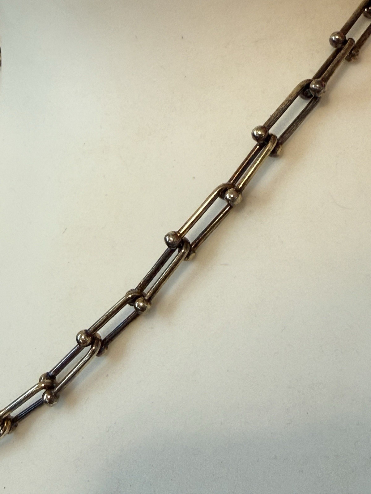 Gold Vermeil Sterling Silver Bar & Bead Link Chain Necklace