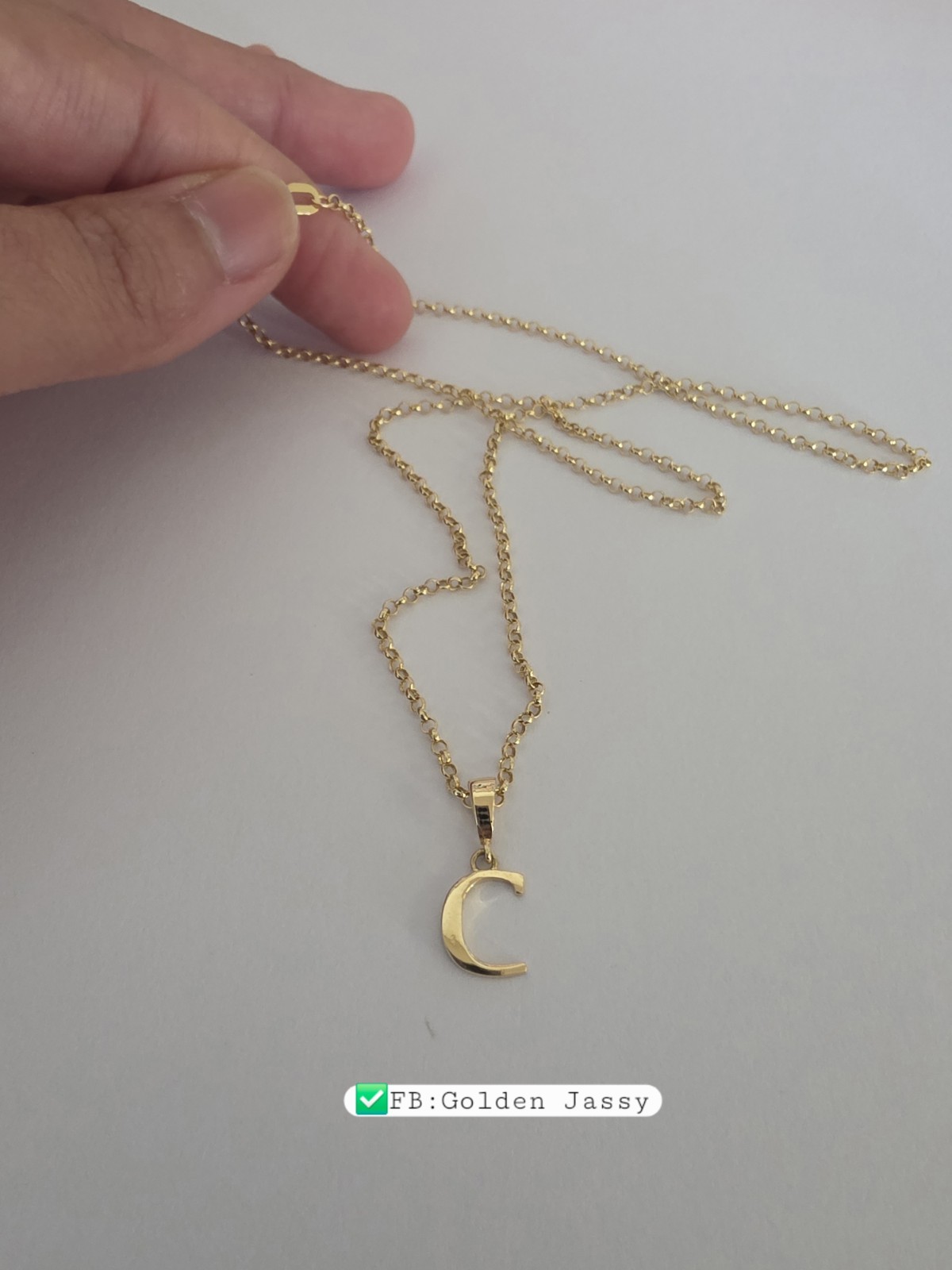 18K Real Gold C Necklace 17″long