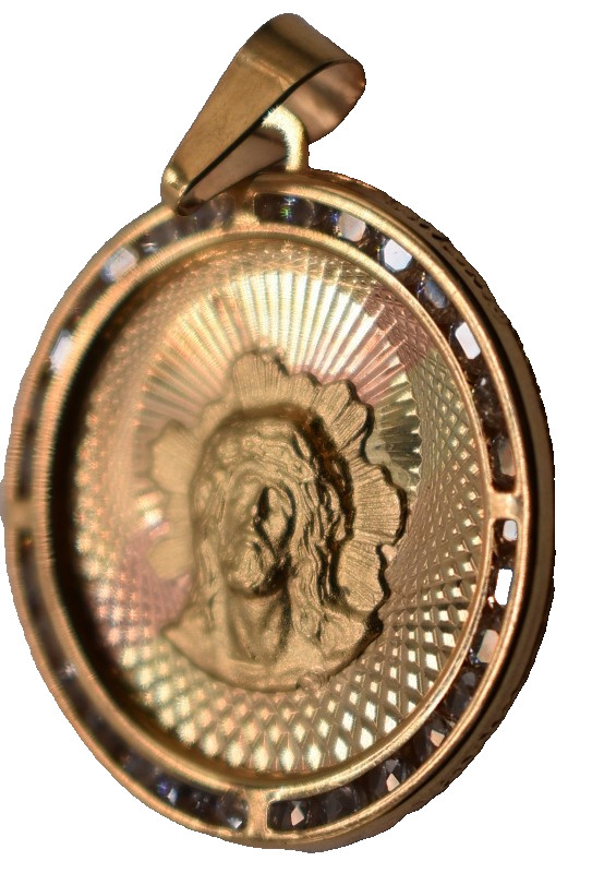 14k Gold Jesus Christ Pendant Tri-Color 2.3G