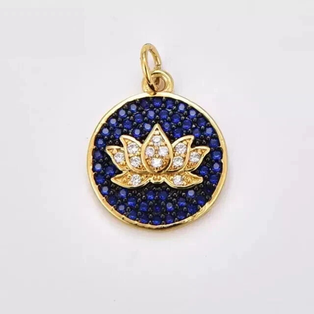 2Ct Round Cut Lab-Created Sapphire Lotus Flower Pendant 14K Yellow Gold Plated