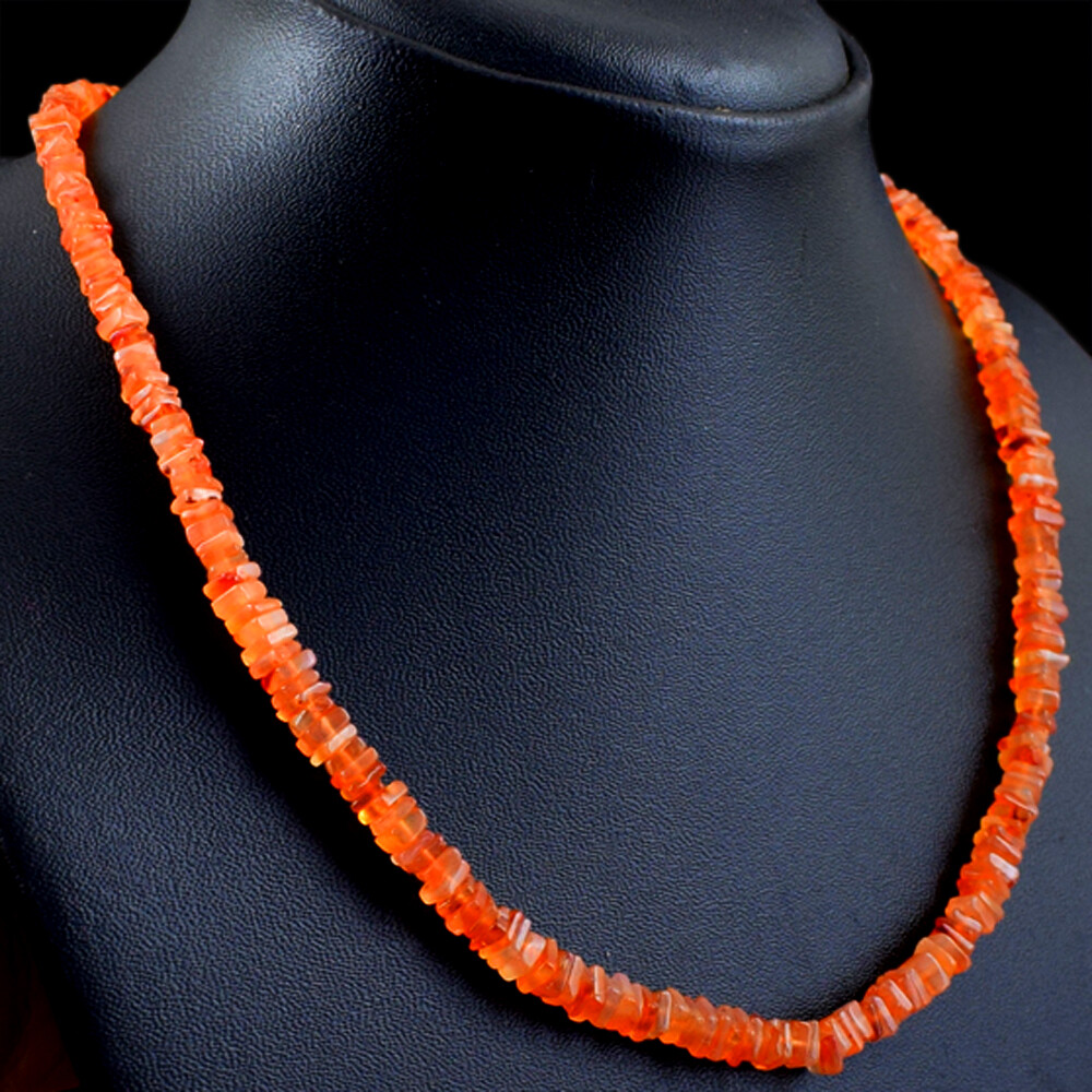 Untreated 105.00 Cts Natural Orange Carnelian Heishi Beads Necklace NK 21E92