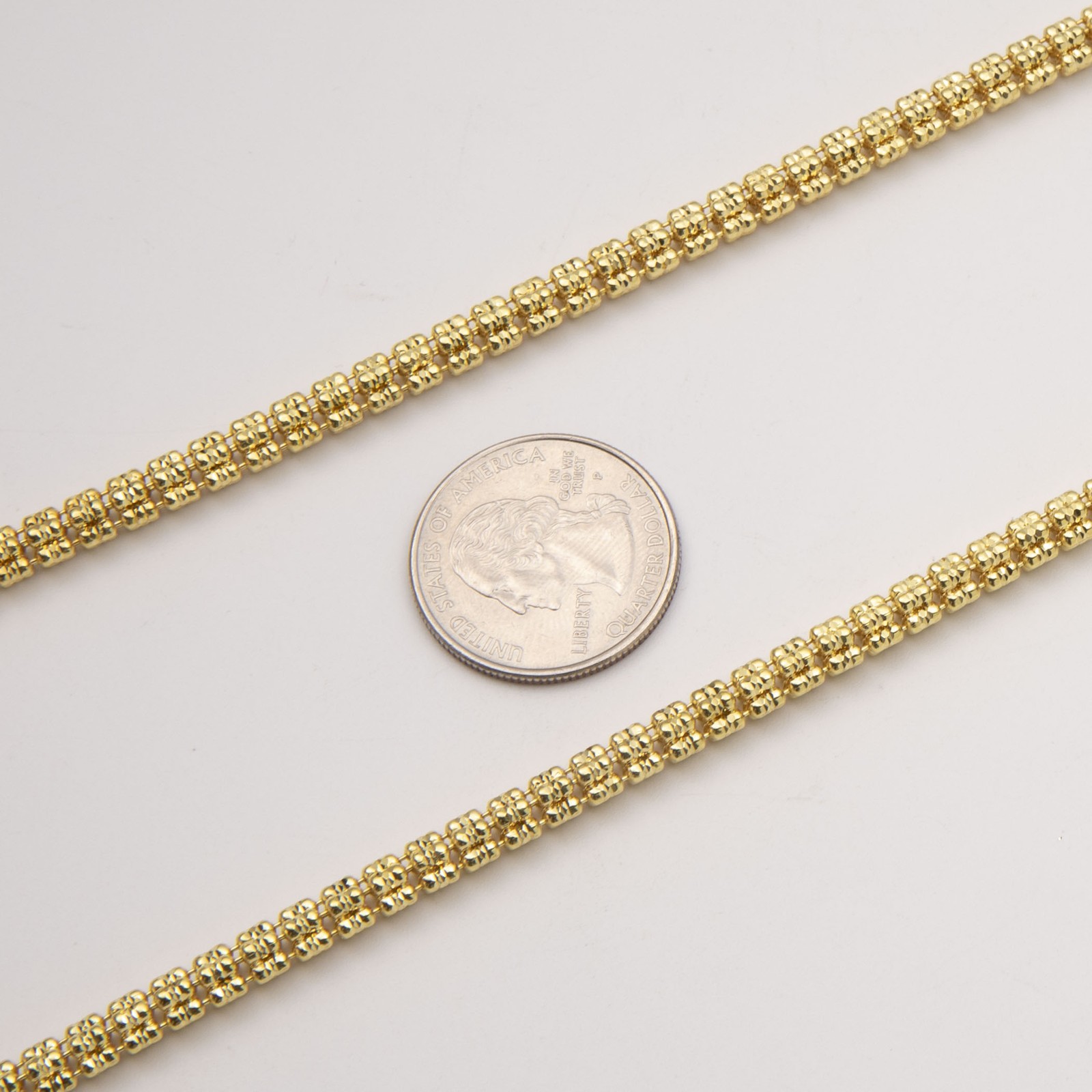 5mm Diamond-Cut Ice Link Chain 14K Yellow Gold-Plated Silver 925 Italy All Sizes